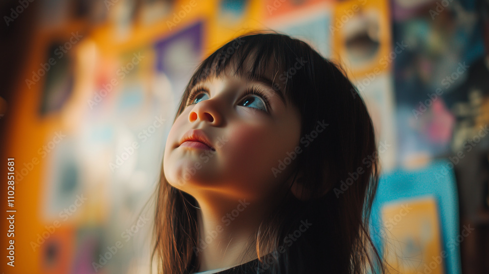 Child gazing intently at vibrant pictures, capturing the imagination and sparking curiosity in the young mind. The essence of childhood wonder and exploration. Child gazing intently at vibrant pictures, capturing the imagination and sparking curiosity in the young mind. The essence of childhood wonder and exploration.