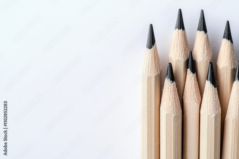 Wooden pencil with no label on white background, bright natural light Wooden pencil with no label on white background, bright natural light