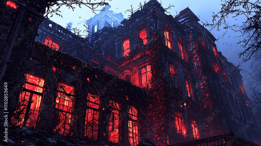 Naklejka premium Folklore Prison Ghost, Abandoned Prison Shrouded in Mysticism and Forgotten History