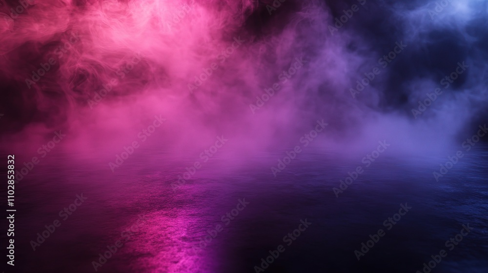 Abstract Colorful Smoke in Pink and Blue with Reflections on Surface Abstract Colorful Smoke in Pink and Blue with Reflections on Surface