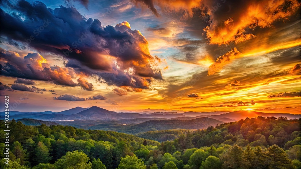 Dramatic sunset clouds over trees and mountains in Powder Springs Georgia , sunset, clouds, trees, mountains, Powder Springs Dramatic sunset clouds over trees and mountains in Powder Springs Georgia , sunset, clouds, trees, mountains, Powder Springs
