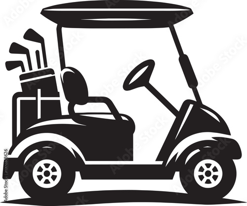 Golf cart vehicle silhouette vector illustration isolated on a white background