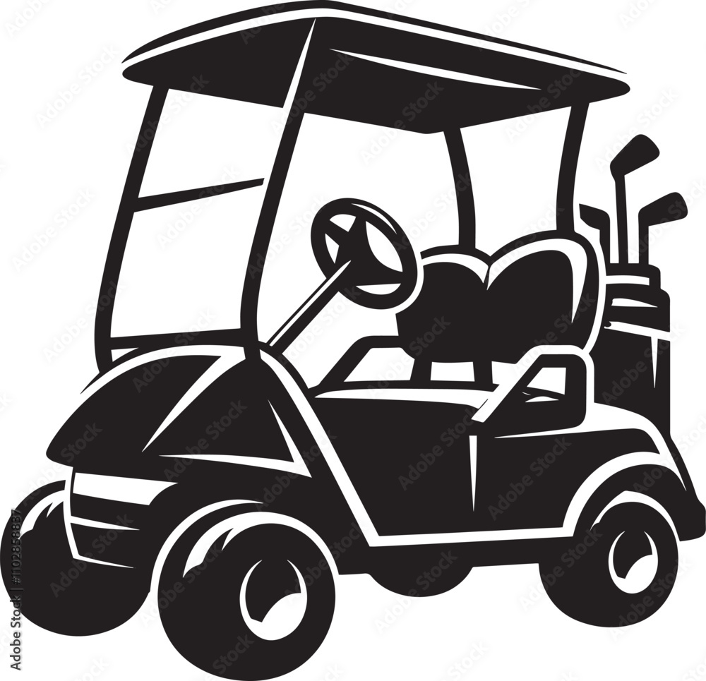 Fototapeta premium Golf cart vehicle silhouette vector illustration isolated on a white background