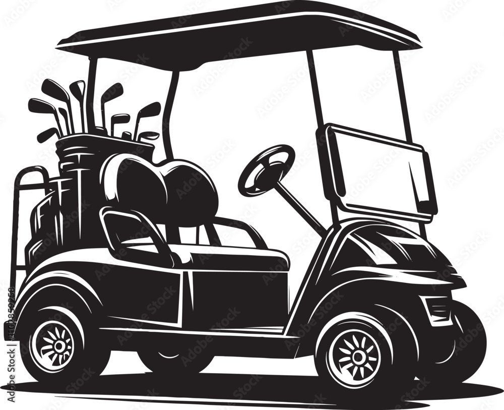 Fototapeta premium Golf cart vehicle silhouette vector illustration isolated on a white background