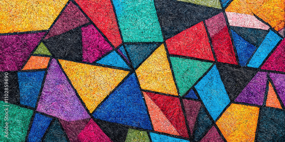 Colorful abstract geometric pattern with vibrant triangles and shapes Colorful abstract geometric pattern with vibrant triangles and shapes