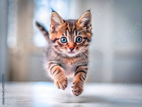 Cute Kitten in Motion, Dynamic Poses, Adorable Pet Photography, Feline Action Shots, Playful Kitty Images