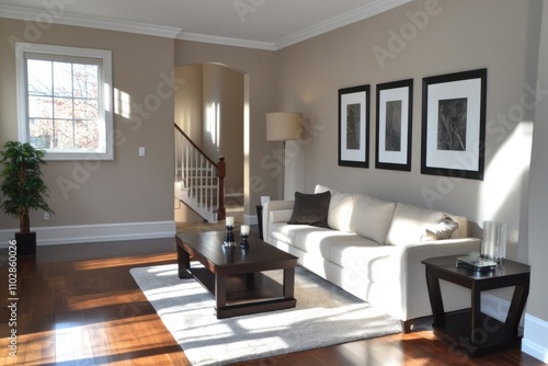 A freshly painted interior with a seamless blend of modern color choices