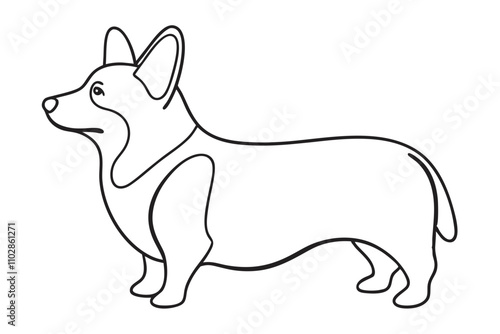 Minimalist Line Drawing of Pembroke Welsh Corgi  Vector Illustration