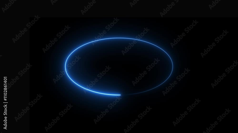 Neon circle frame. Circle bar processing. Neon abstract circle frame line animation. Neon abstract circle shape line animation  isolated on black. 4K graphic animation vide