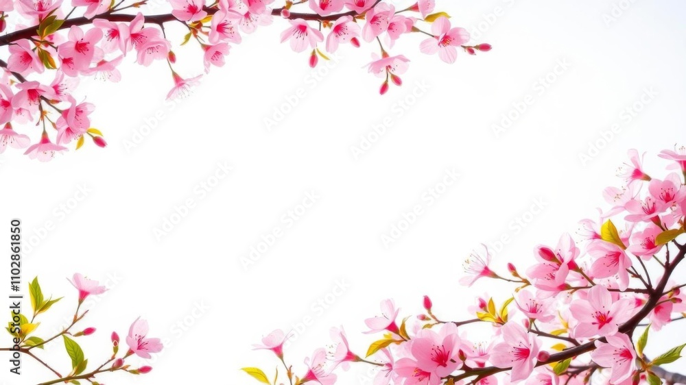 A beautiful frame of cherry blossom branches in full bloom creating a natural border with a blank space in the middle for text or design, design, frame A beautiful frame of cherry blossom branches in full bloom creating a natural border with a blank space in the middle for text or design, design, frame