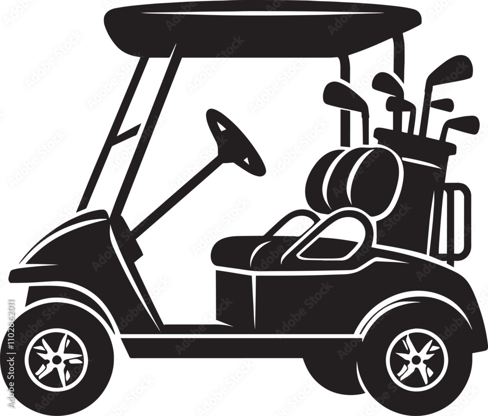 Golf cart vehicle silhouette vector illustration isolated on a white background Golf cart vehicle silhouette vector illustration isolated on a white background
