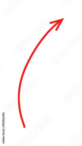 red arrow curving upwards