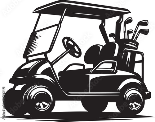 Golf cart vehicle silhouette vector illustration isolated on a white background