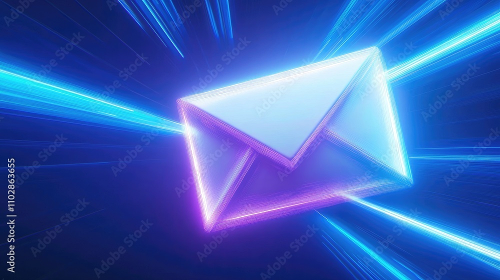 Futuristic Email Icon with Neon Effects and Motion Blur Illustrating Speed and Technology in Digital Communication Futuristic Email Icon with Neon Effects and Motion Blur Illustrating Speed and Technology in Digital Communication