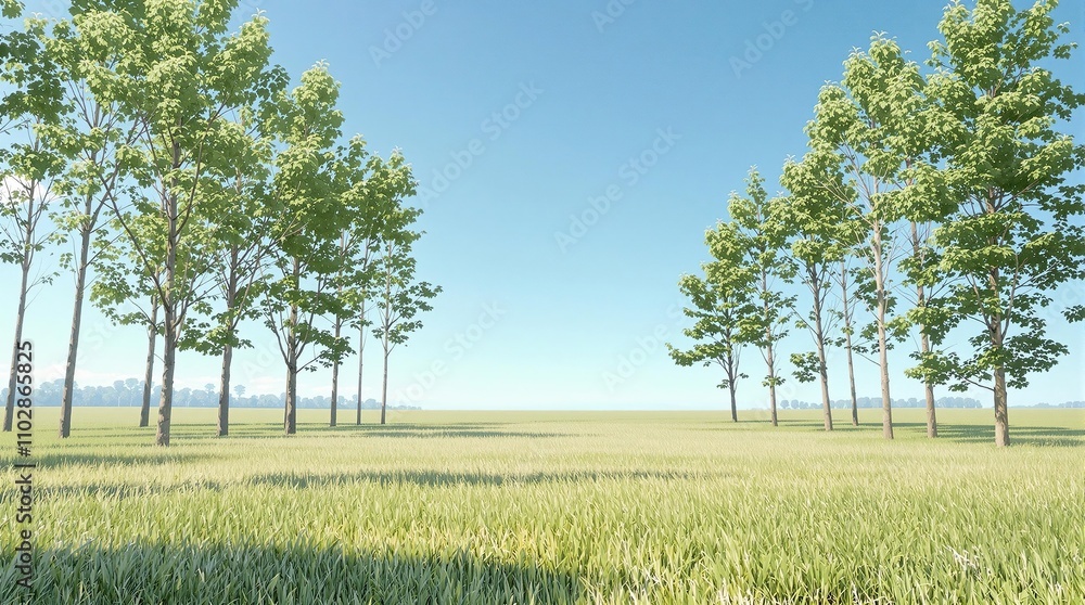 Obraz premium Tall Trees and Wide Open Space in Countryside , open space, landscape, outdoors, scenic, tall trees