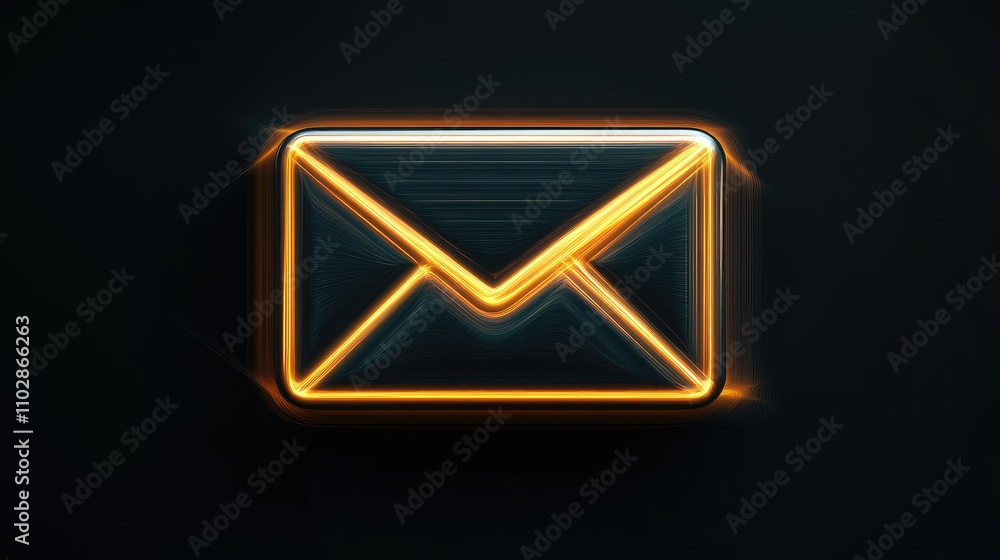 Illuminated Email Icon in Neon Style against Dark Background, Symbolizing Digital Communication and Connectivity in the Modern World Illuminated Email Icon in Neon Style against Dark Background, Symbolizing Digital Communication and Connectivity in the Modern World
