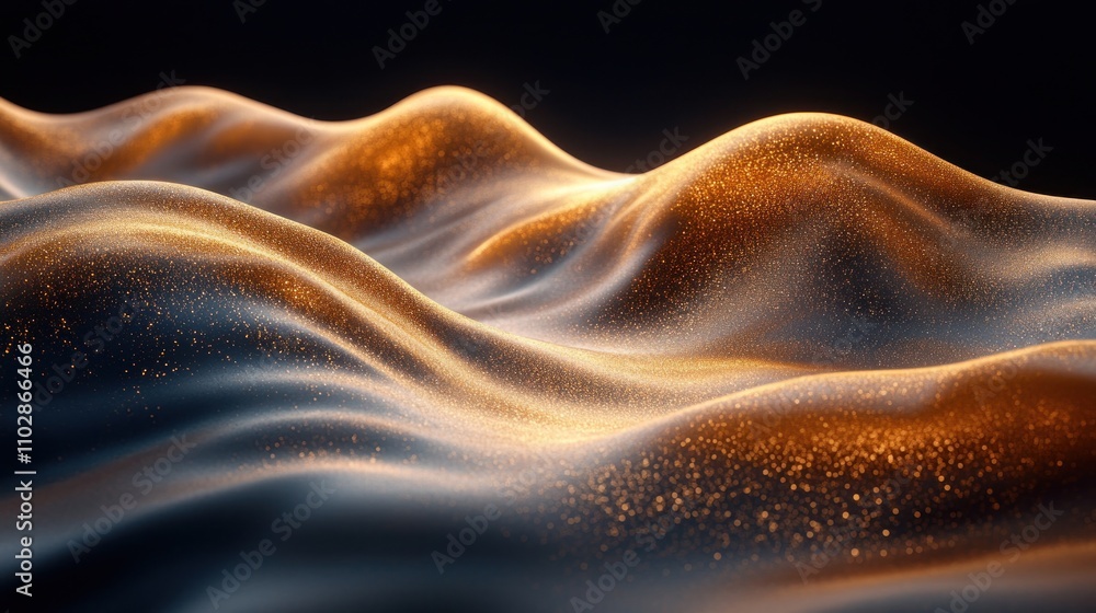 Fototapeta premium Abstract golden waves of liquid or fabric.