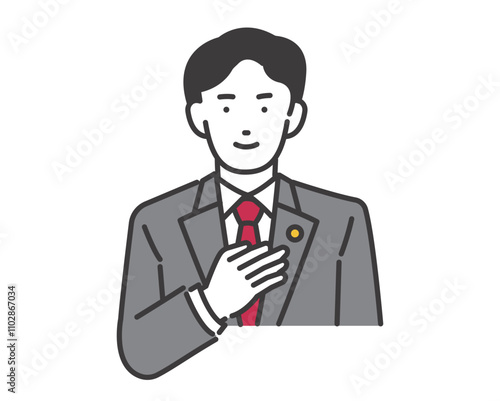胸に手を当てる弁護士のアイコンイラスト