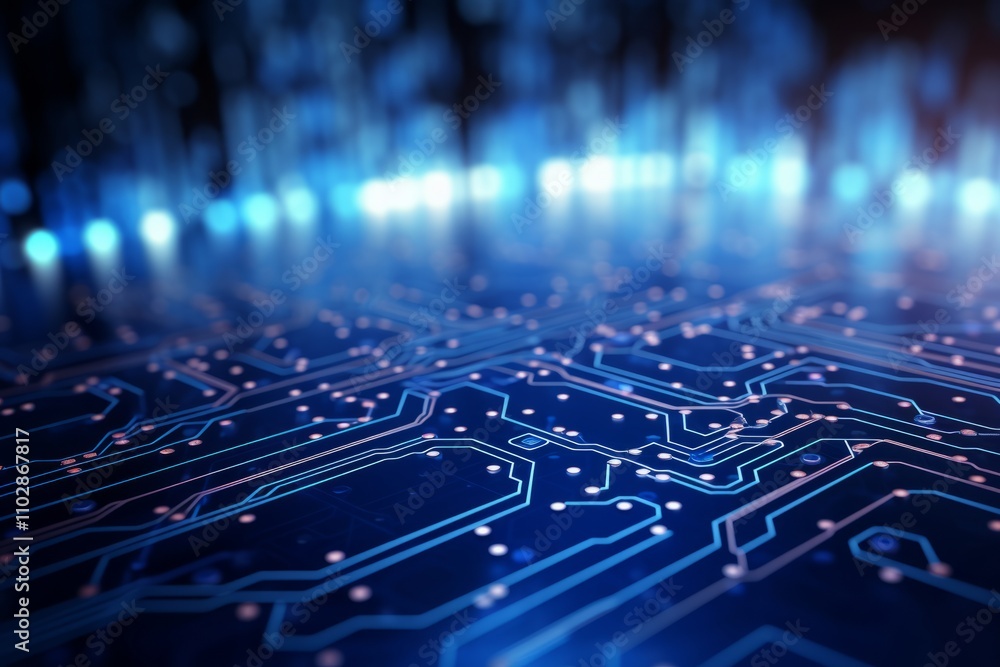 Complex electronic pathways illuminate a futuristic circuit board, symbolizing the flow of information in the digital age Complex electronic pathways illuminate a futuristic circuit board, symbolizing the flow of information in the digital age