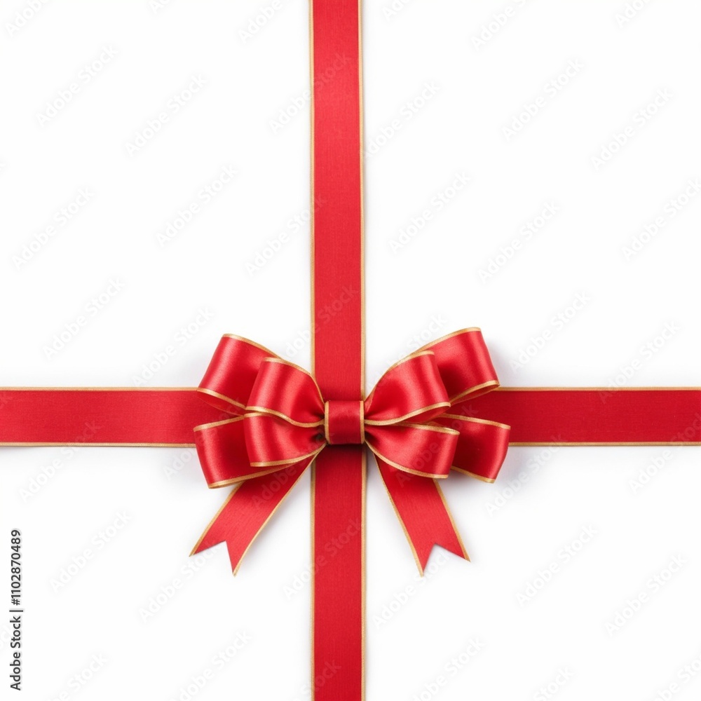 Red ribbon and bow isolated on white background Red ribbon and bow isolated on white background
