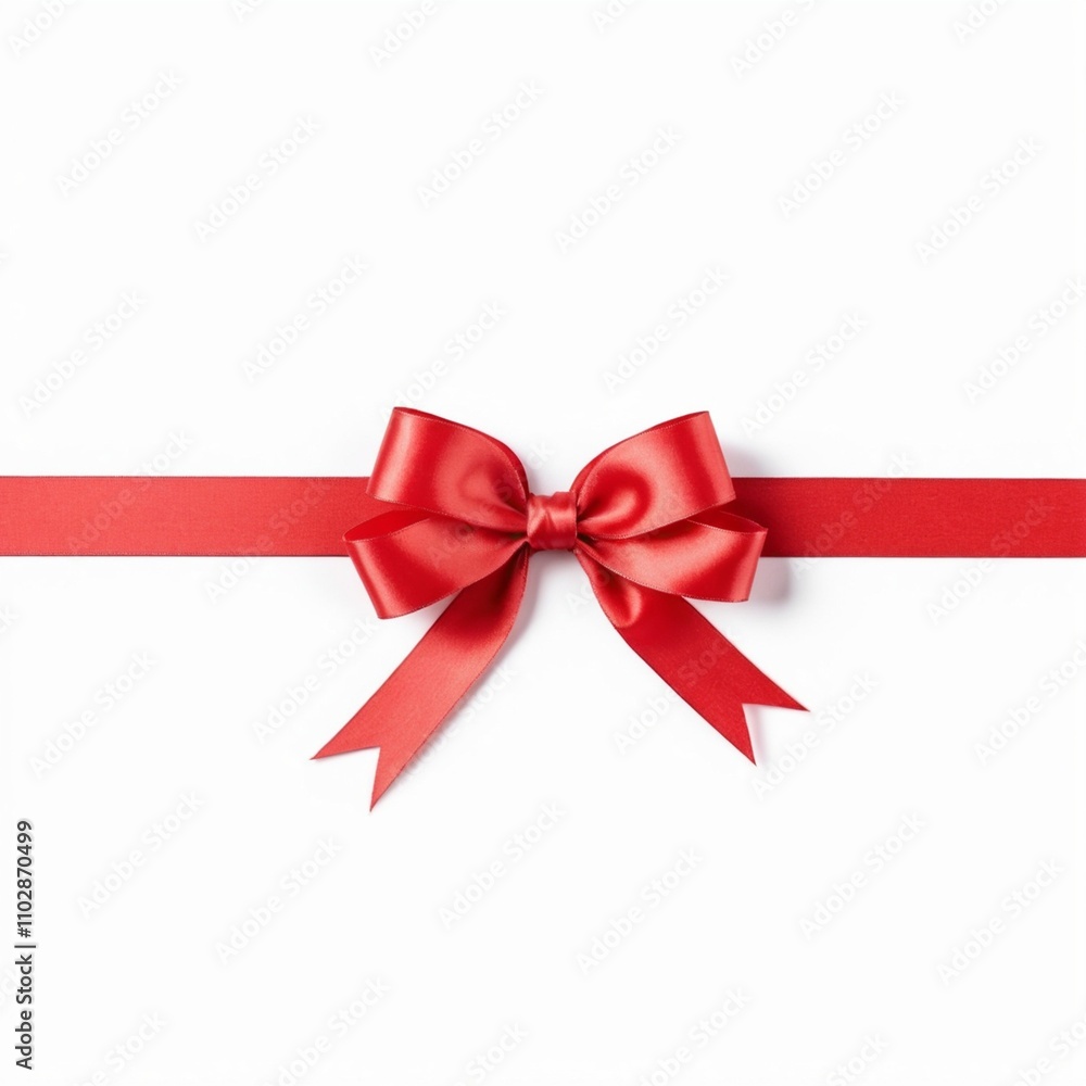 Red ribbon and bow isolated on white background Red ribbon and bow isolated on white background