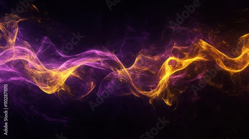 Glowing Flow of Refined Purple and Yellow Light on Dark Background