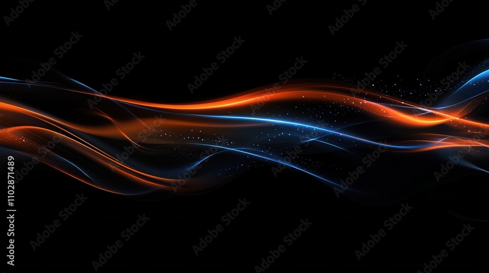 Glowing Flowing Light Waves on a Dark Background for Abstract Artistic Use Glowing Flowing Light Waves on a Dark Background for Abstract Artistic Use