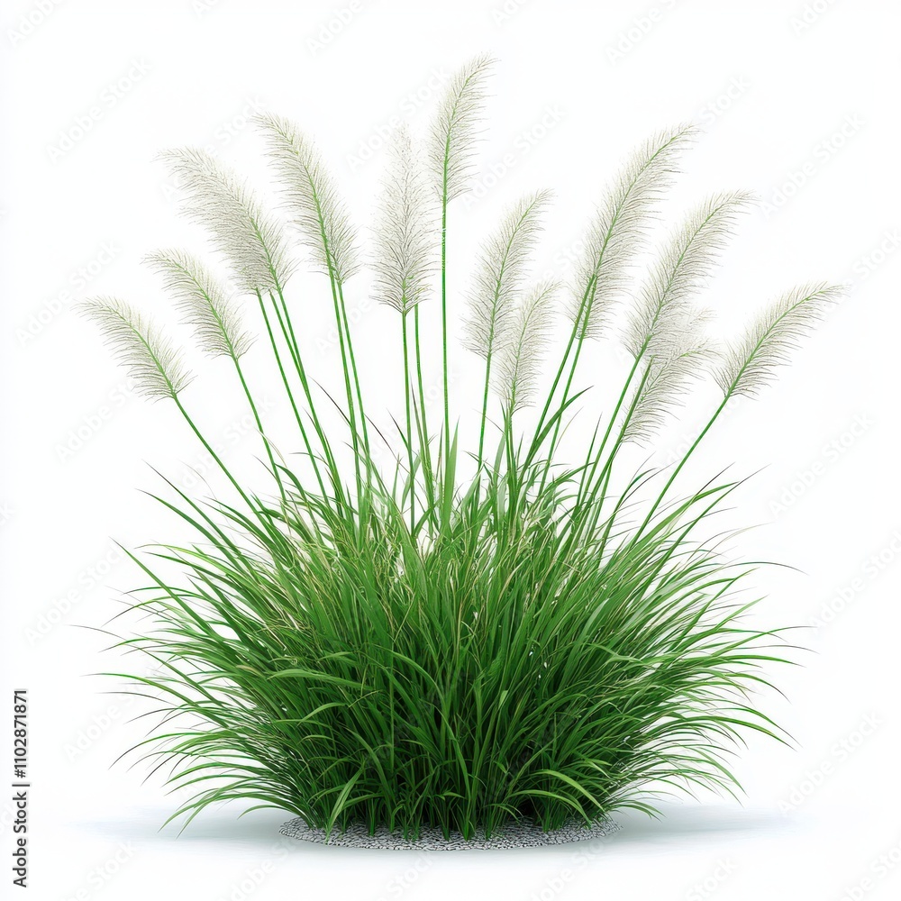 Bush of blooming ornamental grass isolated on white background Bush of blooming ornamental grass isolated on white background