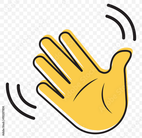 Waving hand emoji gesture vector isolated icon illustration. Waving hand gesture icon. Hand waving, hand gesture, hello, hi, bye, wave hello, goodbye, greeting symbol. Vector. eps 10.