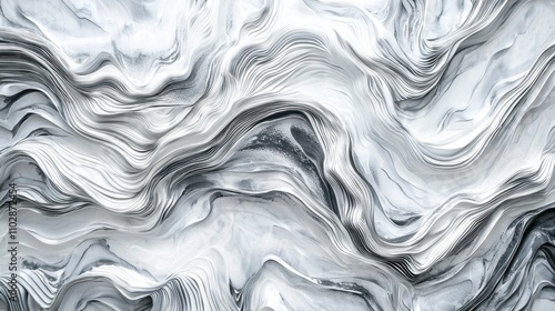 Abstract Silver Metal Surface with Rippling Patterns Showcasing Smooth Flowing Textures