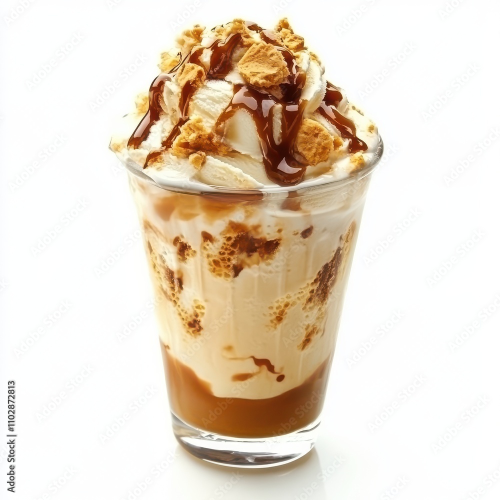 Caramel Macchiato ice cream isolated on white background Caramel Macchiato ice cream isolated on white background