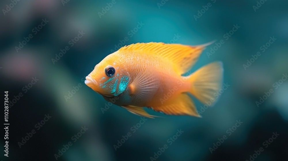 Naklejka premium Vibrant Orange Fish Aquarium Tropical Underwater Aquatic Life Nature Photography