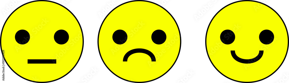 Fototapeta premium Sad, happy and neutral faces in a white background