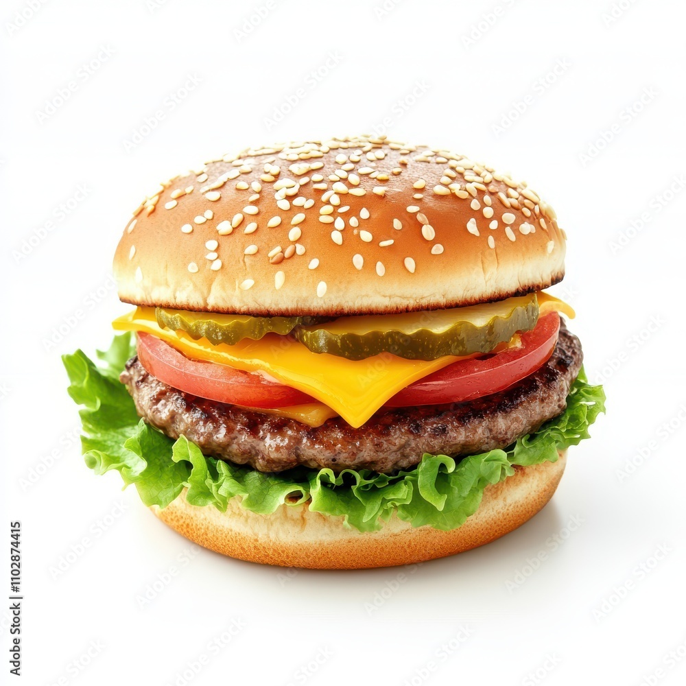 Classic Cheeseburger isolated on white background Classic Cheeseburger isolated on white background