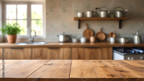 white and wood nuance kitchen, french cabinet kitchen set, sink facing glass window, with garden, brigt light
