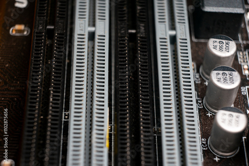 Close-up of the board with memory slots photo