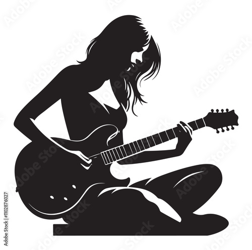 Guitarist silhouette vector illustration 