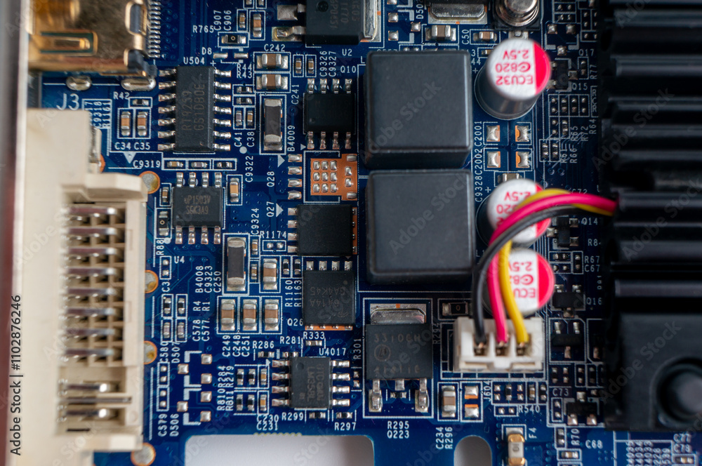 electronic circuit board with smd components close-up electronic circuit board with smd components close-up