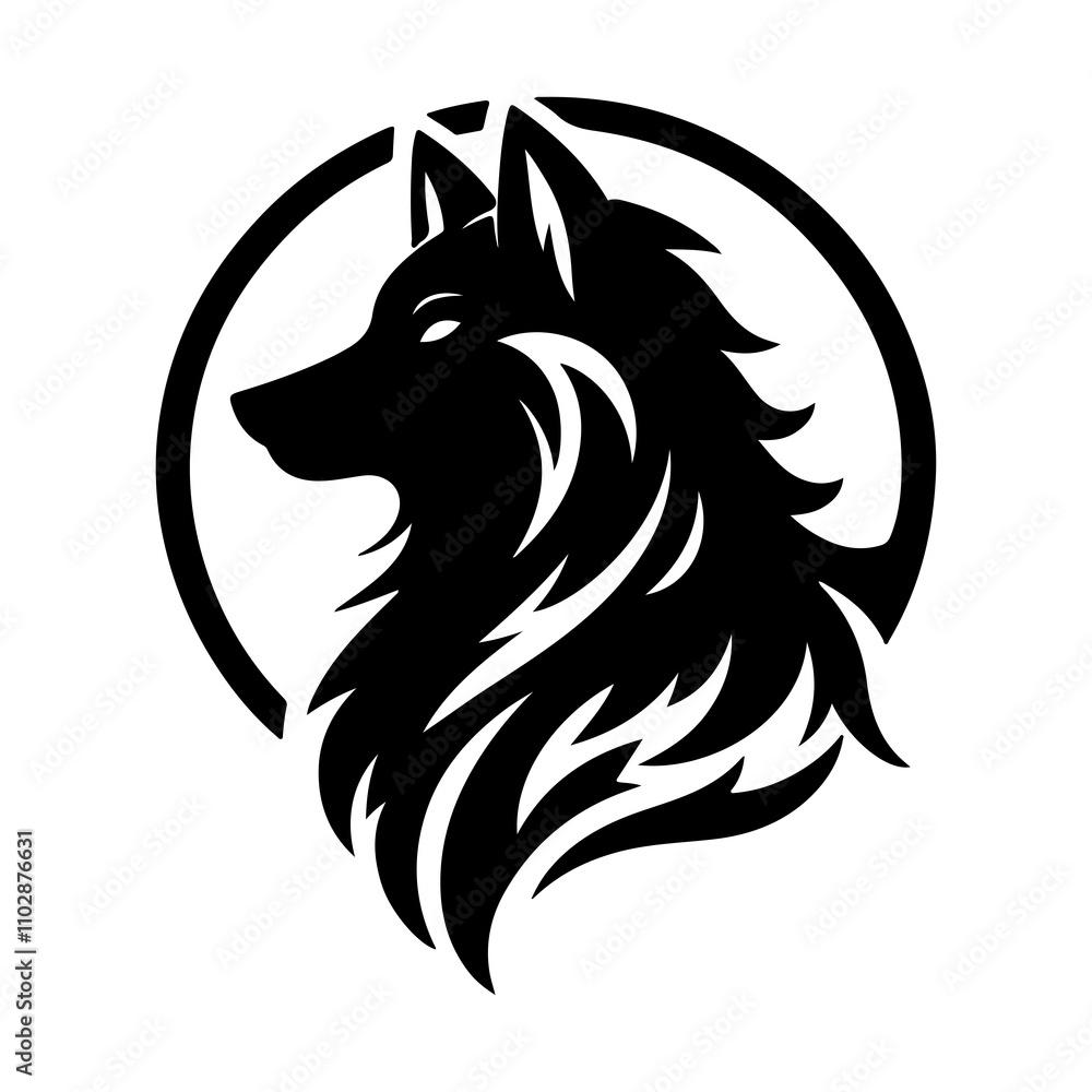 Fototapeta premium The Roaring Wolf Vector silhouette image for illuastration.