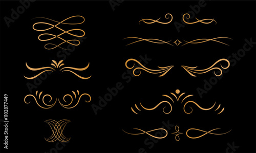 Calligraphic ornamental element set