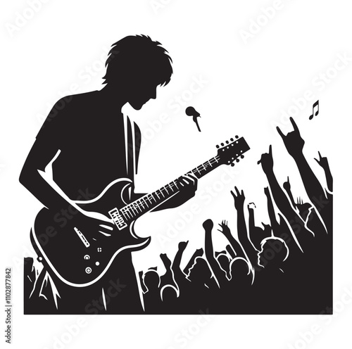 Guitarist silhouette vector illustration 