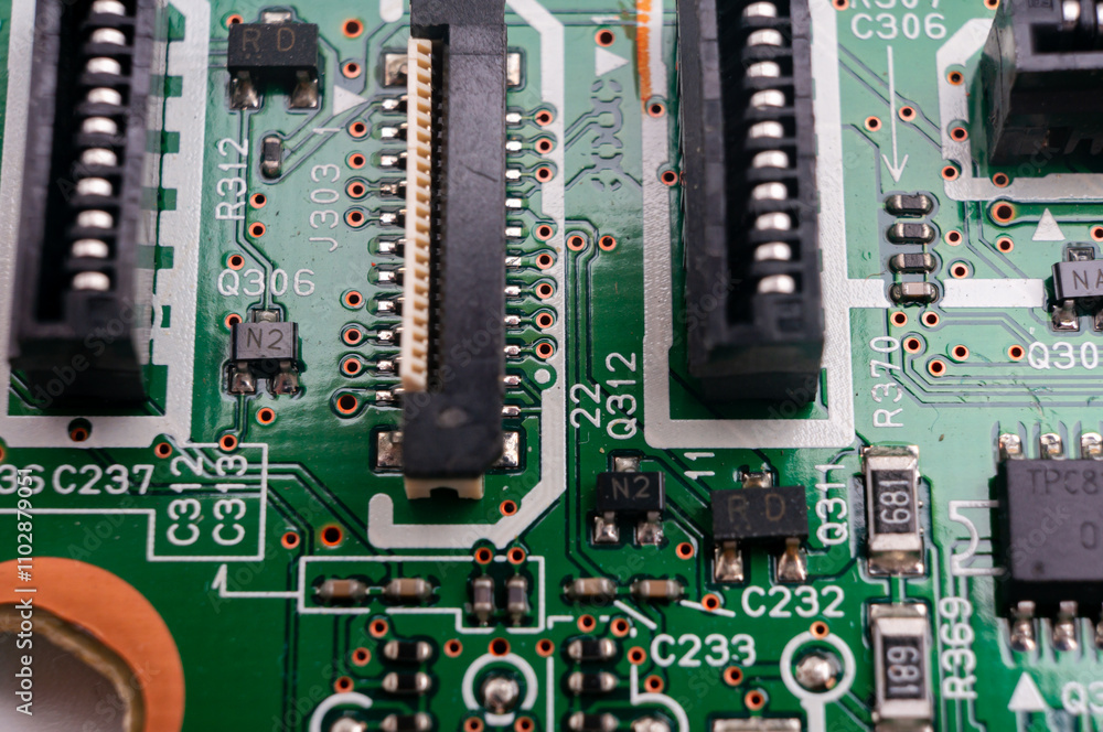 electronic printed circuit board with smd elements close-up electronic printed circuit board with smd elements close-up
