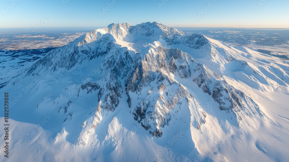 Obraz premium Majestic Winter Alps Aerial Panoramic View of Snow Covered Peaks