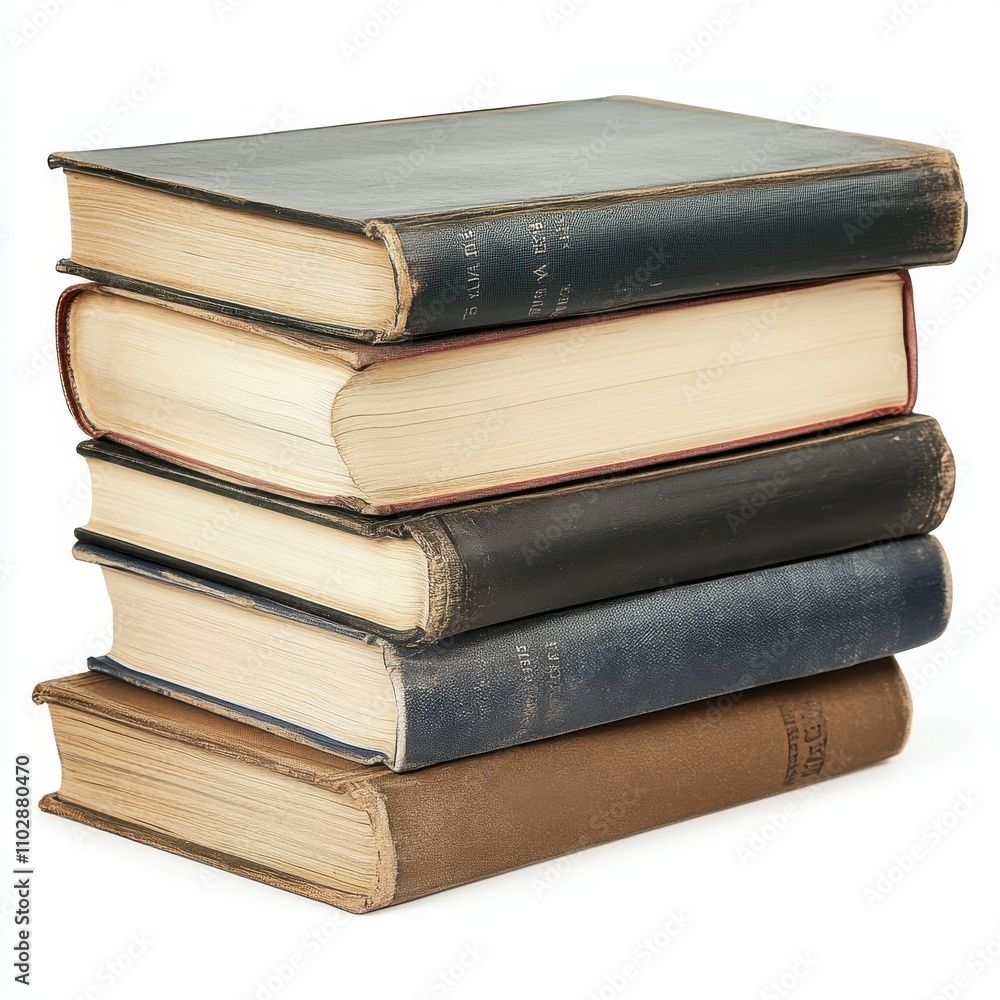 Four books in stack isolated on white background Four books in stack isolated on white background
