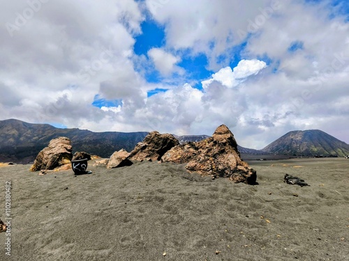 A breathtaking view of Mount Bromo, Indonesia. photo