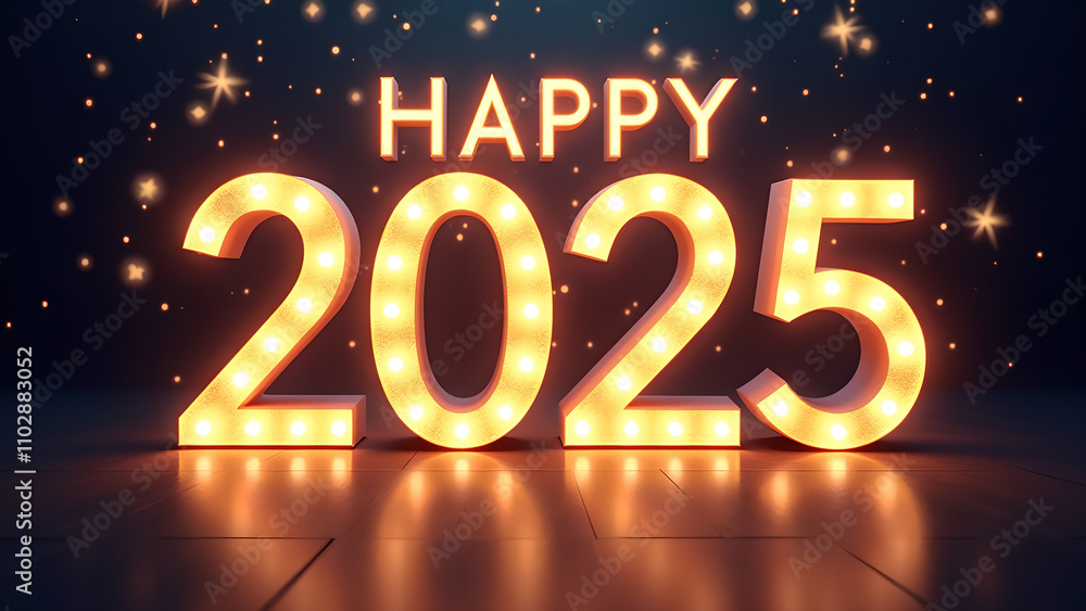 Happy 2025 New Year Celebration with Illuminated Numbers. Concept of celebration, hope, and new beginnings. Happy 2025 New Year Celebration with Illuminated Numbers. Concept of celebration, hope, and new beginnings.
