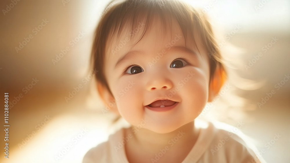 笑顔が輝く日本人の赤ちゃん 笑顔が輝く日本人の赤ちゃん