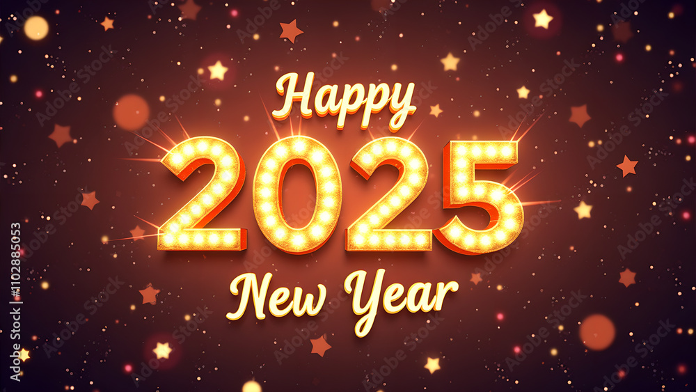 Happy New Year 2025 with glowing lights. Concept of celebration, holiday, and party. Happy New Year 2025 with glowing lights. Concept of celebration, holiday, and party.