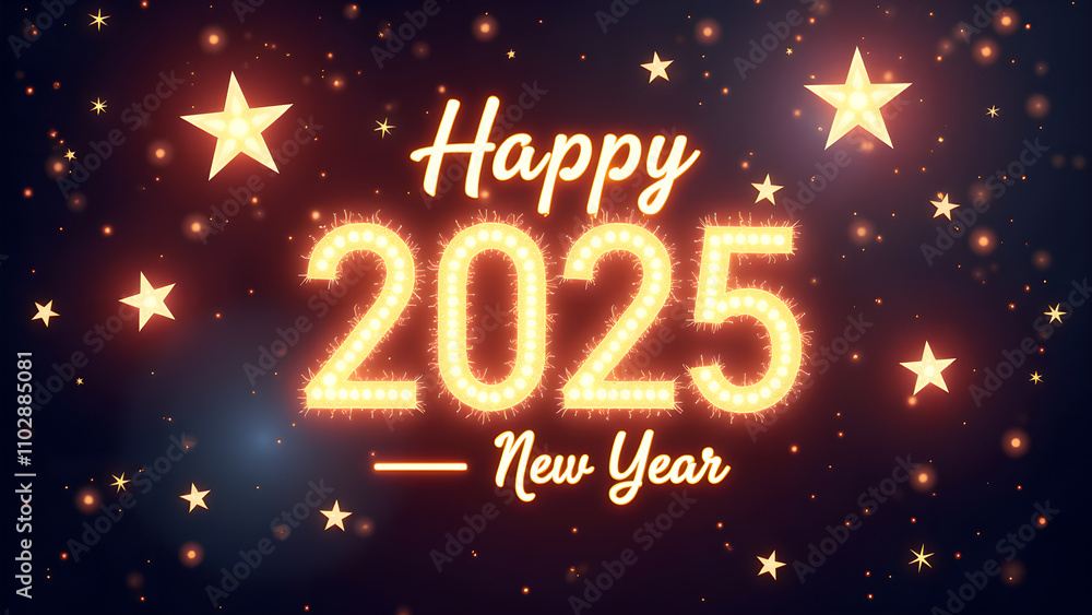 Happy New Year 2025 with Sparkling Lights. Concept of celebration, holiday, and new beginnings. Happy New Year 2025 with Sparkling Lights. Concept of celebration, holiday, and new beginnings.