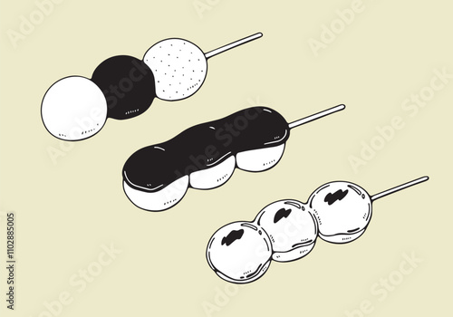 ３種類のお団子のイラスト